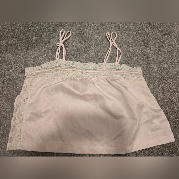 Lily Of France Silky Pajama Set Vintage Pale Pastel Pink Lace Floral Embossed - Picture 3 of 11